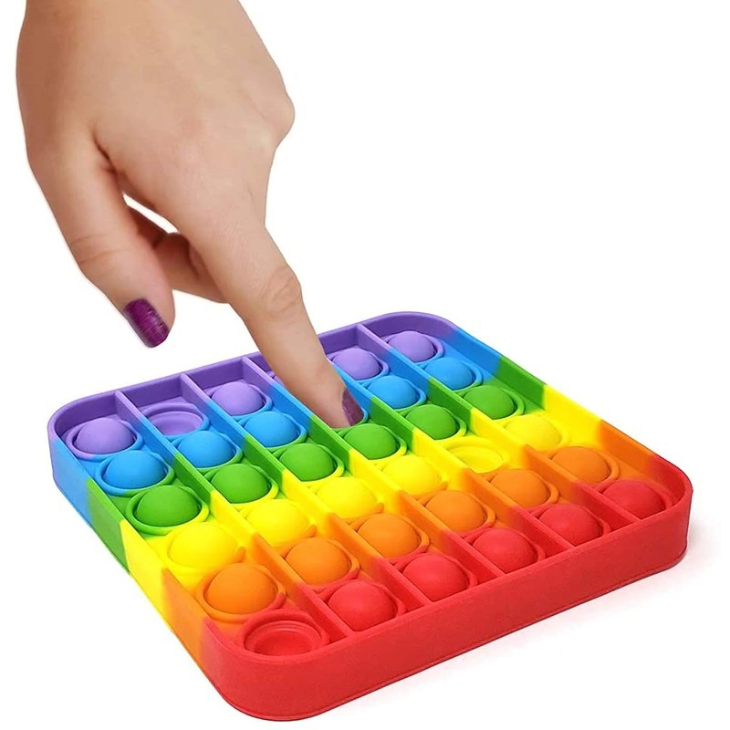 (125x125mm) Anti Stress Silikon Bubbles Pop It Fidget Spiel - Grün