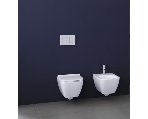 GEBERIT wandclosetset Smyle Square, randloos, glanzend wit met toiletzitting CG05030000