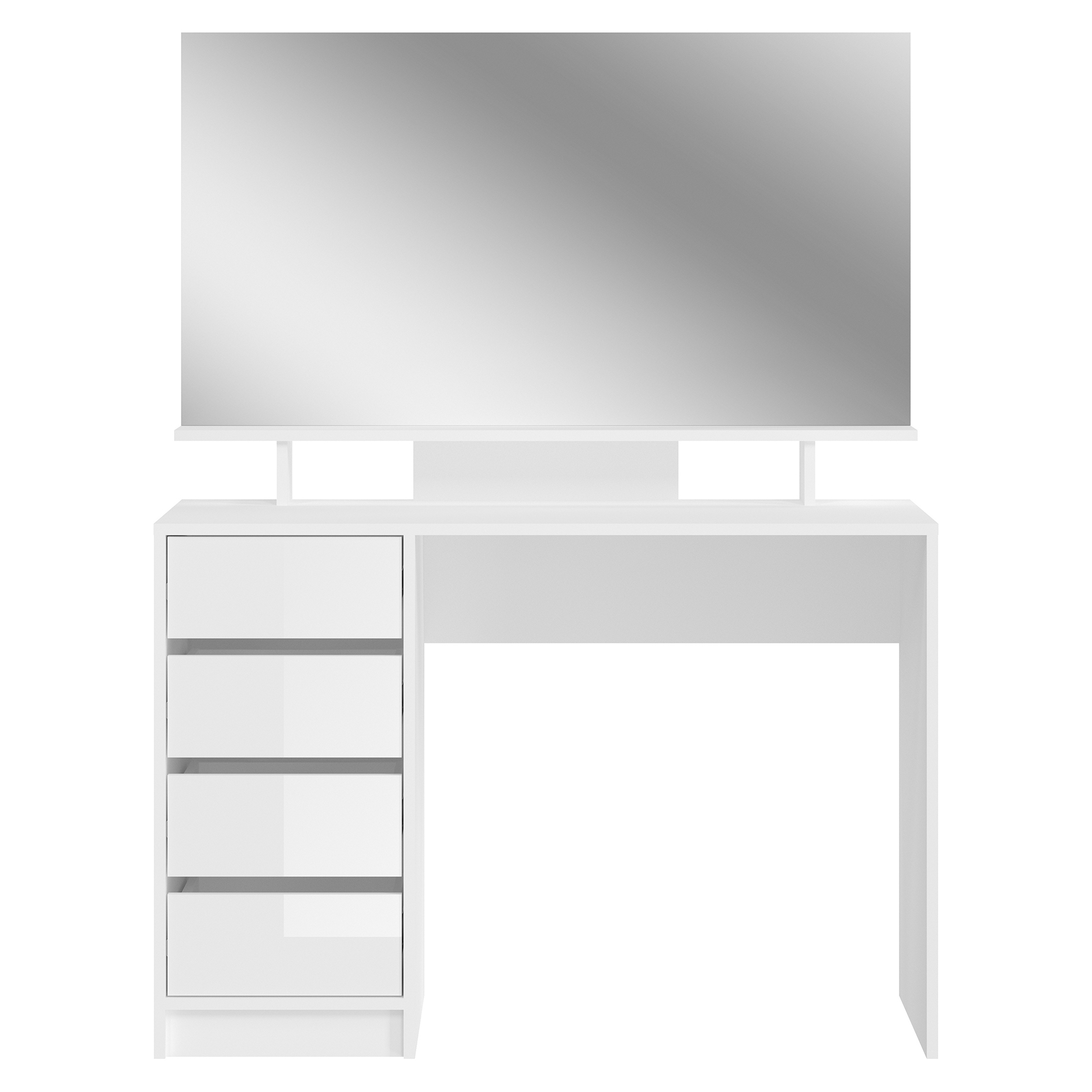 Schminktisch EMMA - weiß Hochglanz - weiß - mit Spiegel - 110 cm