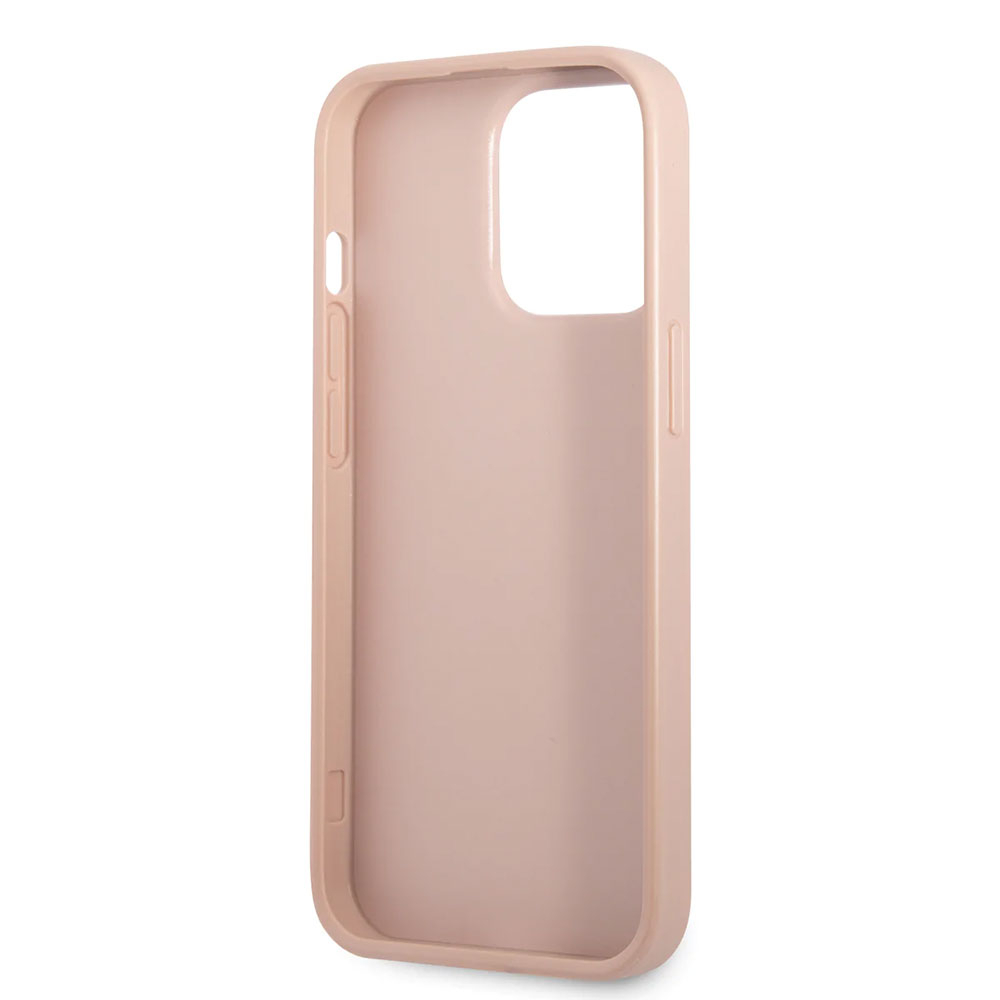iPhone 13 Pro Leder Saffiano Hardcase Hülle mit Kartenfach (GUHCP13LPSATPP) - Rosa