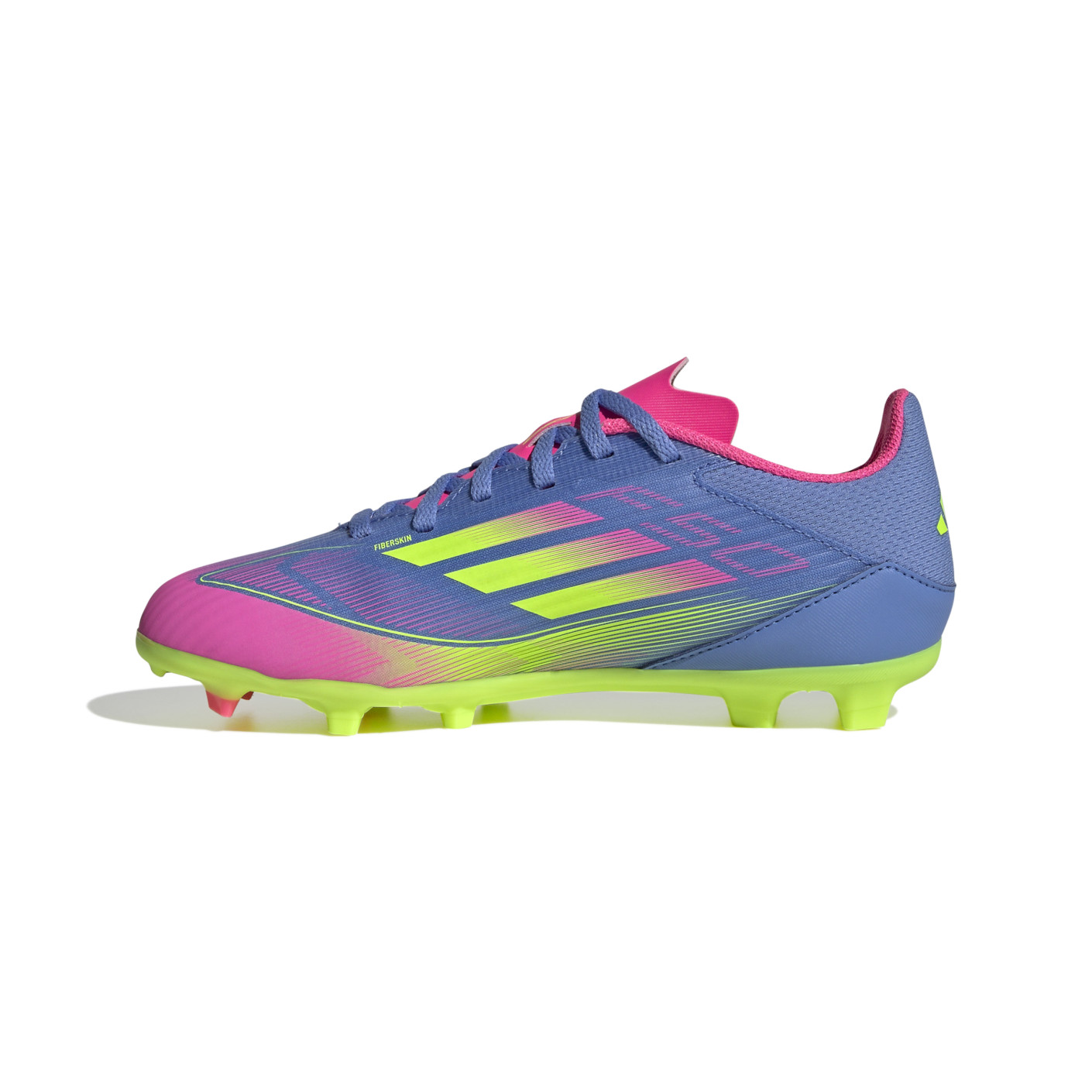 Adidas F50 League Gras / Kunstgras Voetbalschoenen (MG) Kids Blauw Neongeel Roze