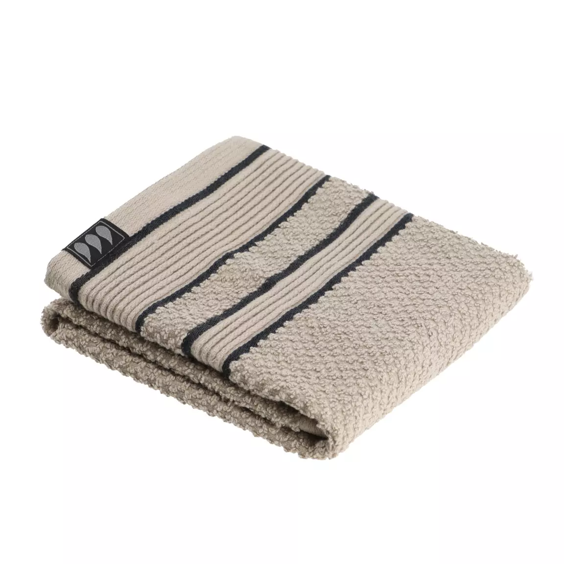 Serviette de bain coton (30 x 50 cm) Black Line Gris ficelle / noir