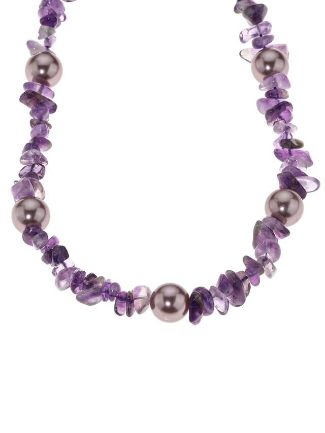 Collier Edelstein-Nuggets, Muschelkernperlen, ca. 45 + 5 cm