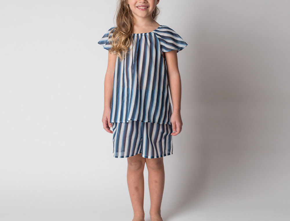 Pyjama short enfant fille-Bleu océan