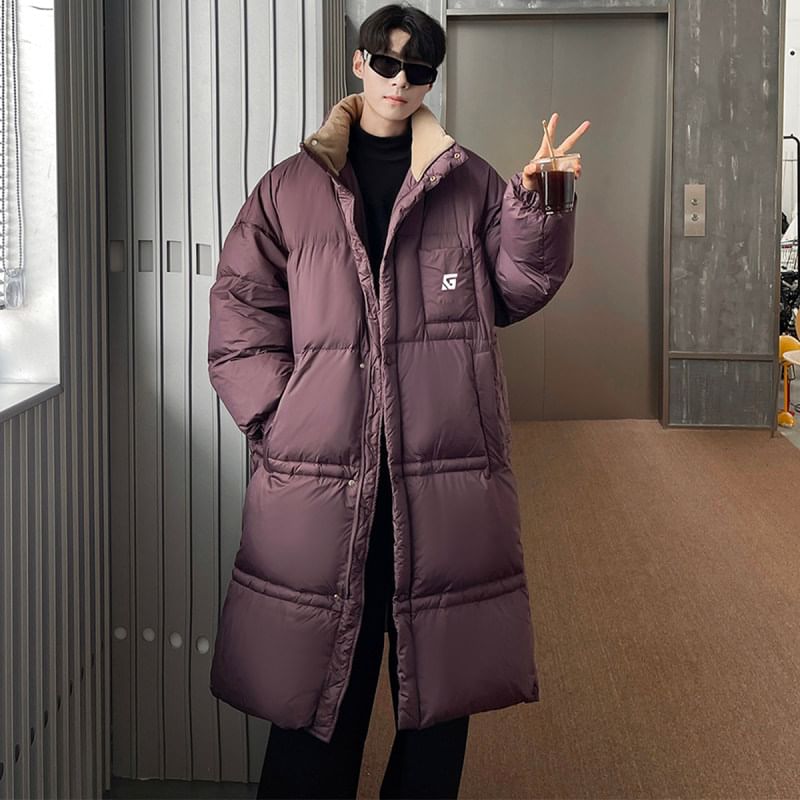 Freehop - Effen oversized pufferjas met opstaande kraag