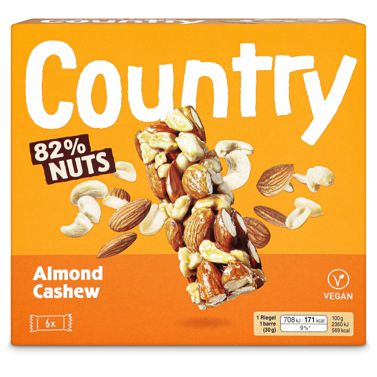 Country Nuts Almond & Cashew 6x30g