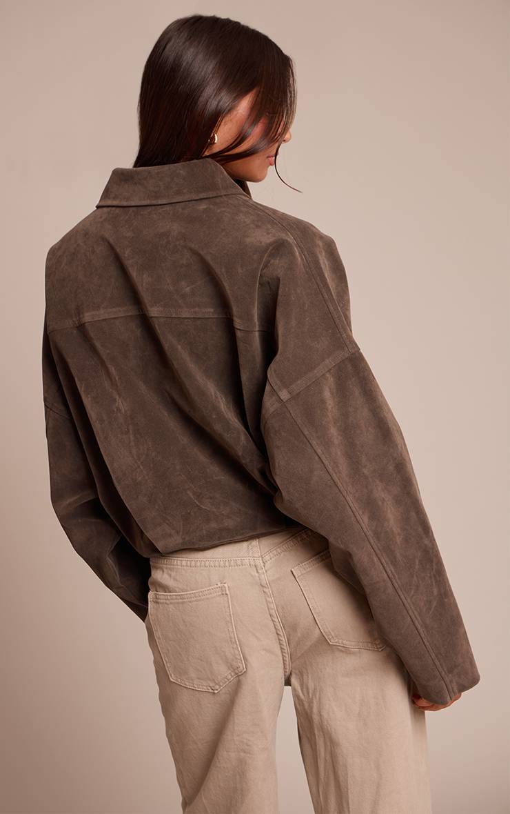 Kaki Blouson Aviateur En Faux Suède Avec Patte De Boutonnage Dissimulée