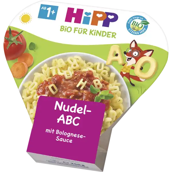 Bio Nudel-ABC mit Bolognese Sauce