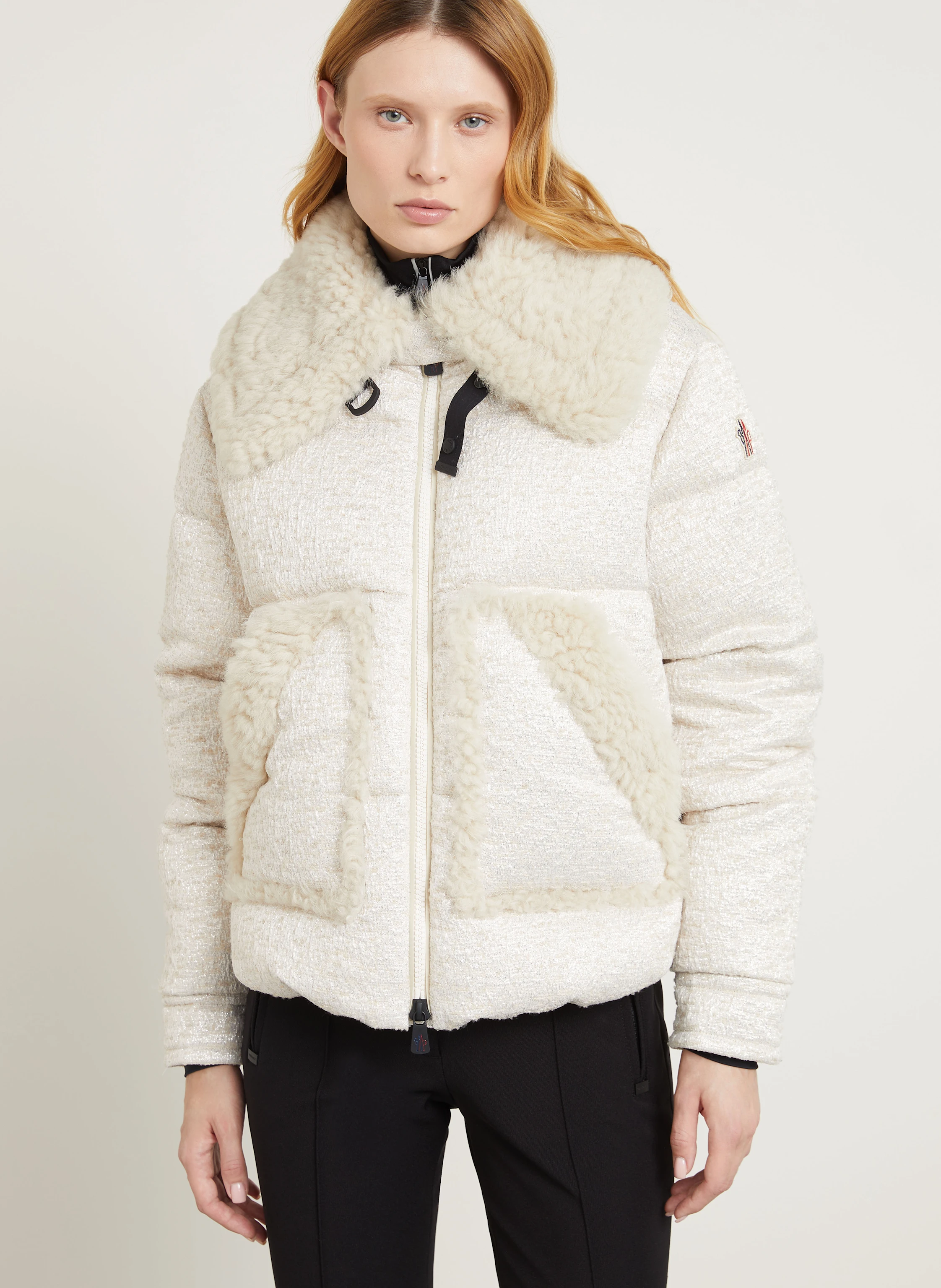 MONCLER GRENOBLE Bouclé-Daunenjacke STOWE mit Glitzergarn