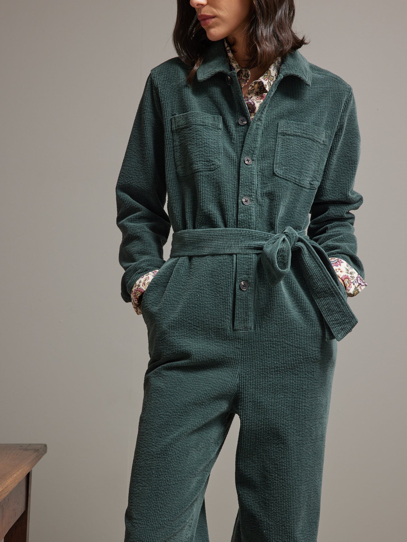 Combinaison-pantalon femme velours gaufré