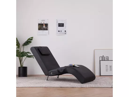 Prolenta Premium - Chaise longue de massage avec oreiller Noir Similicuir