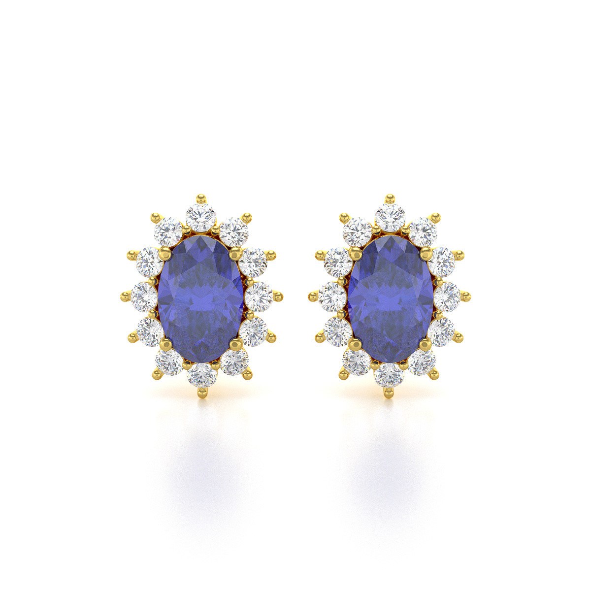 Boucles d'oreilles ADEN Or 585 Jaune et Tanzanite Forme Marquise 1.4grs
