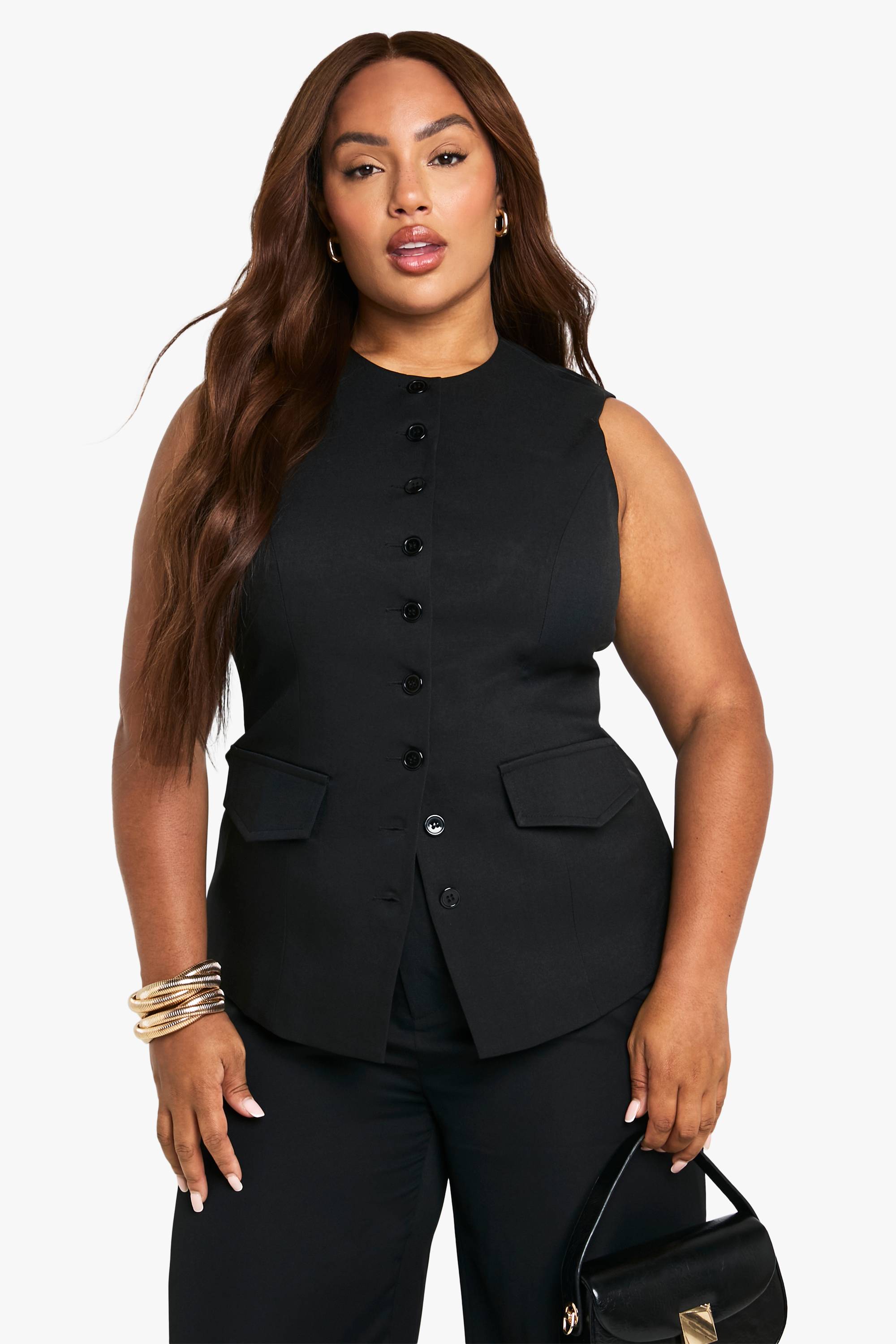 boohoo Plus gilet long allongé ajusté sur mesure