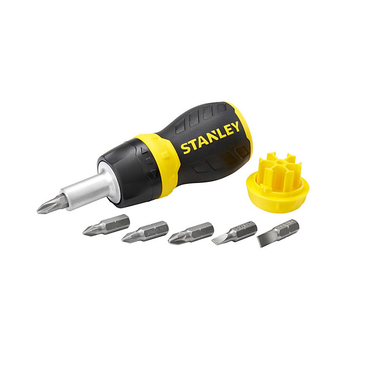 Tournevis porte-embout boule bi-matière Stanley + 5 embouts