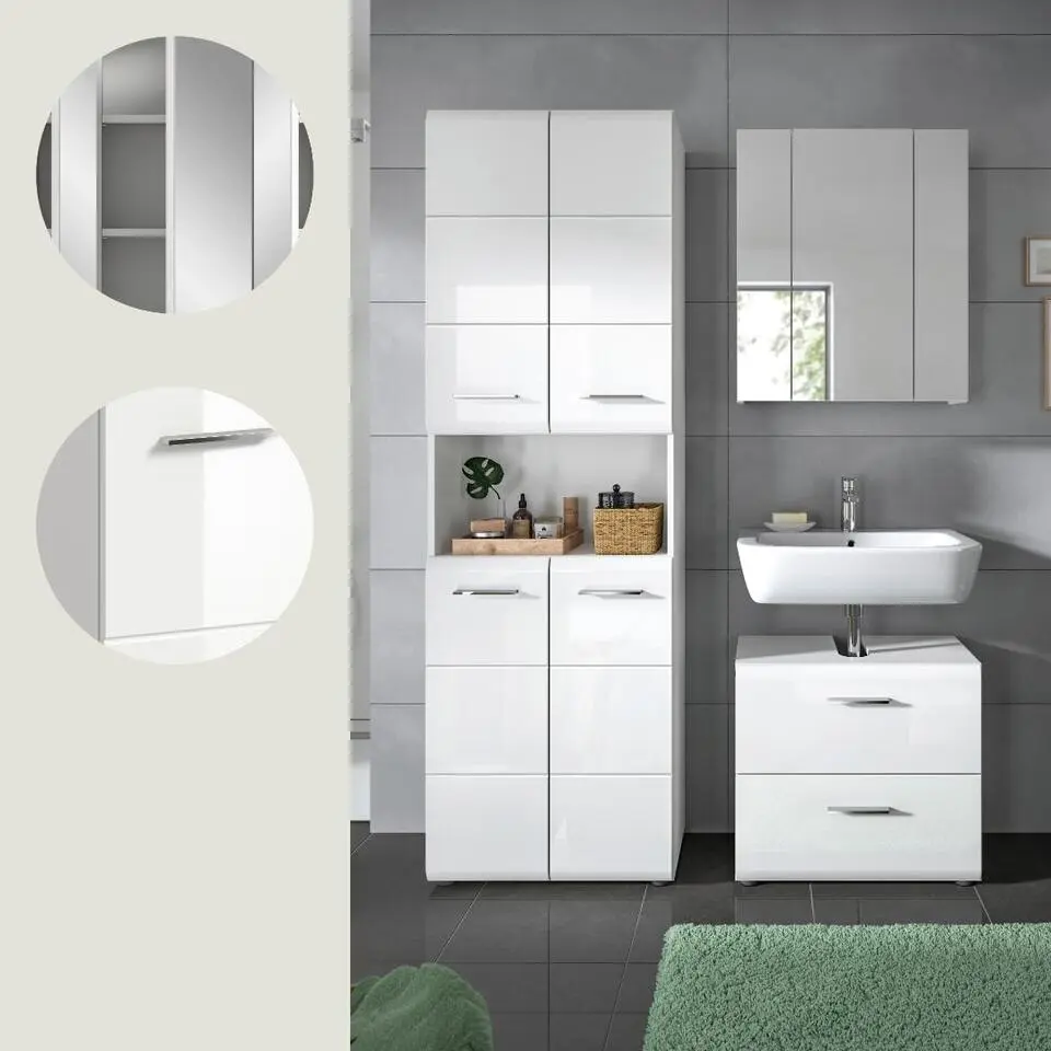 Hioshop Ice badkamer I58 wit hoogglans- wit