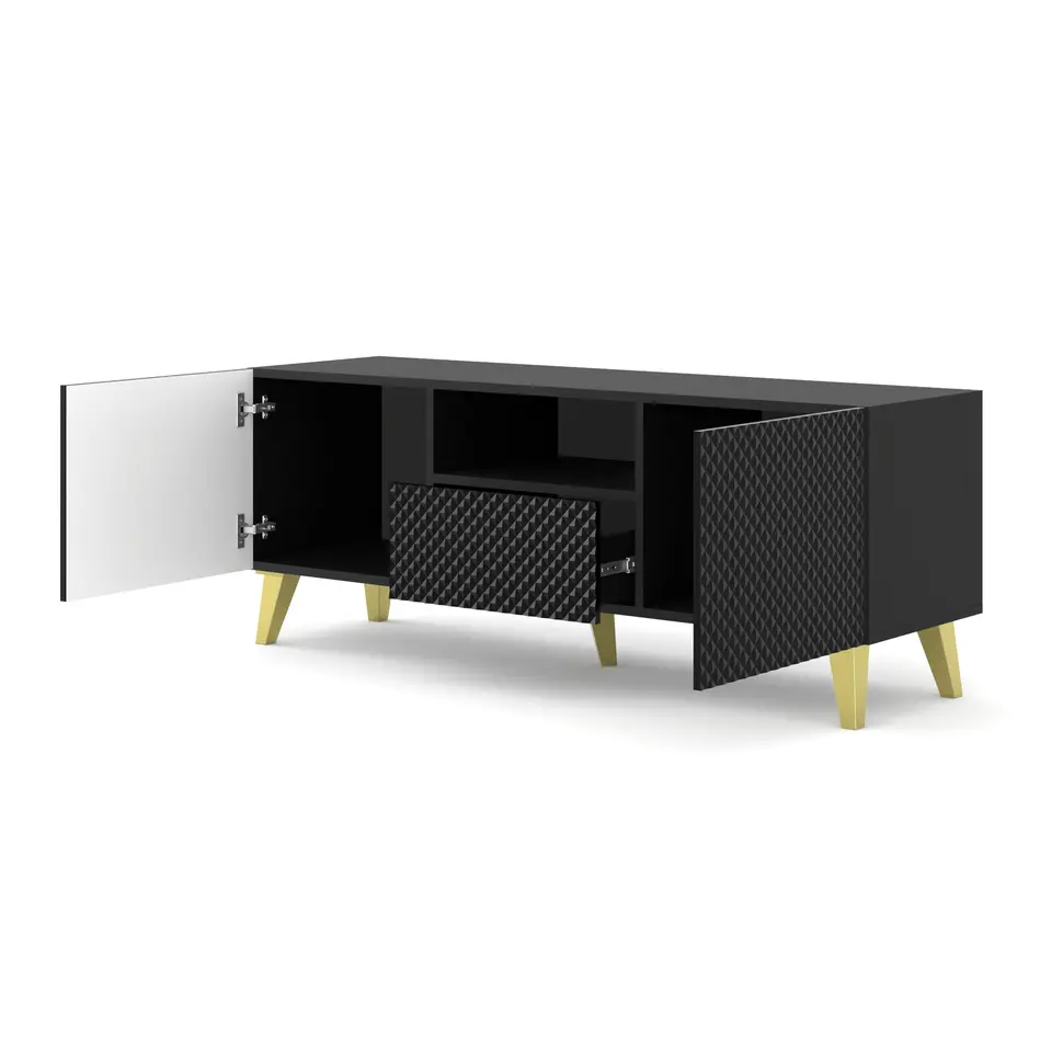 RTV-kast Ravenna PC 150 2D1S glanzend zwart (fronten)