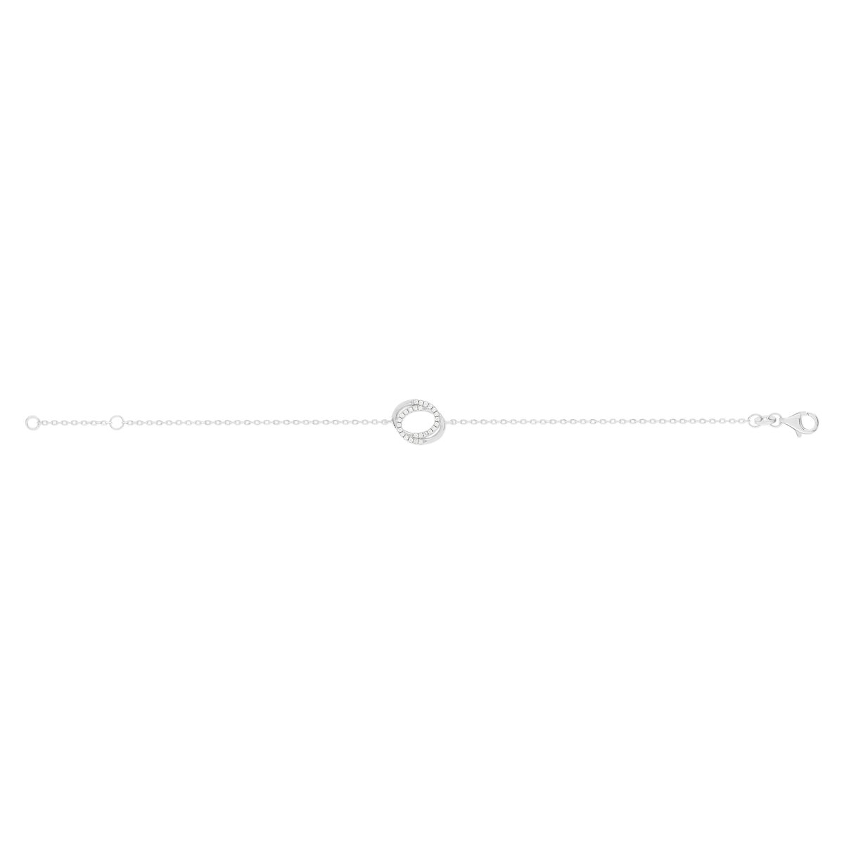 Bracelet argent 925 zirconias 18 cm motif anneaux
