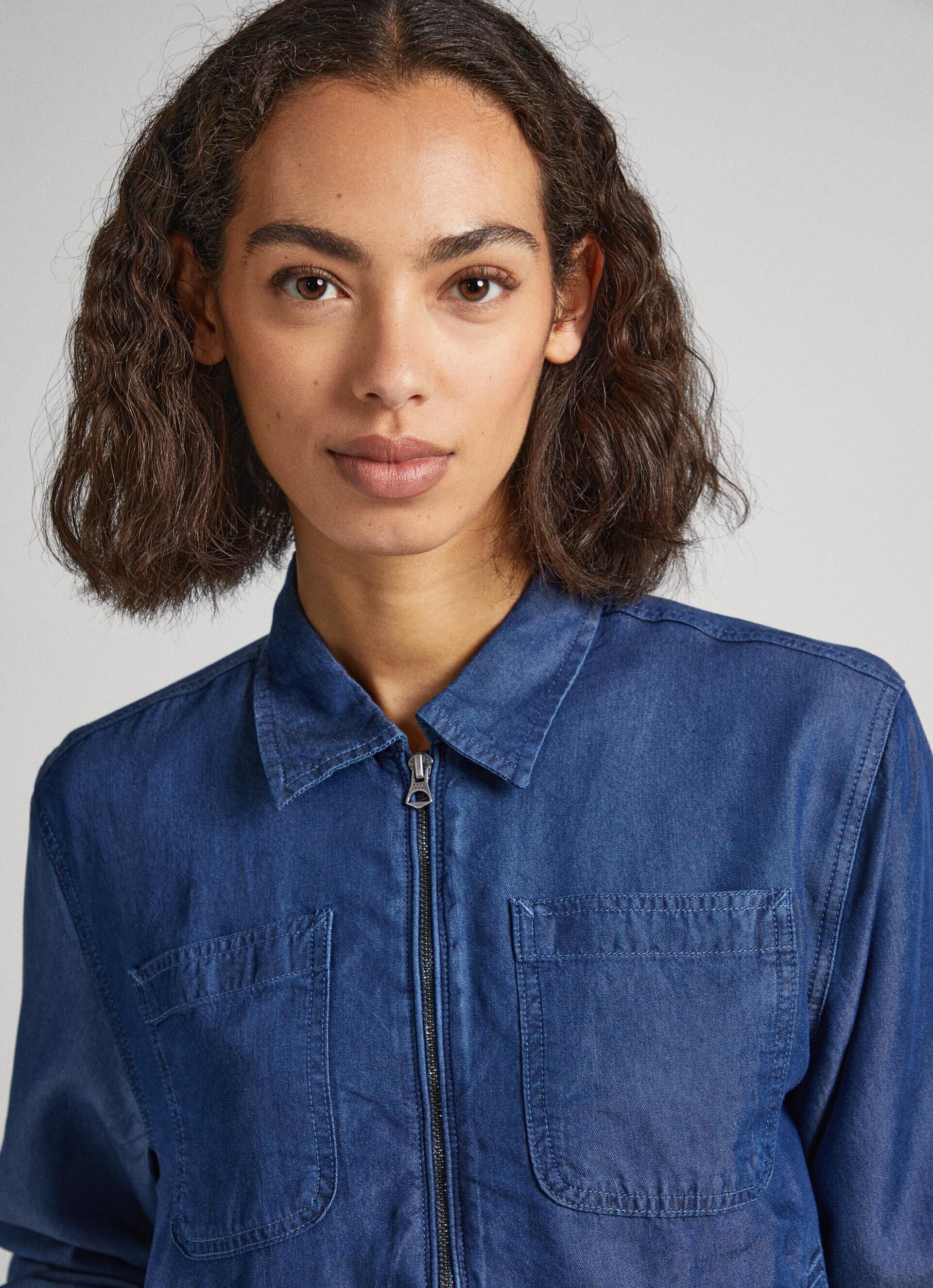 Jaqueta bomber de chambray - azul chambray