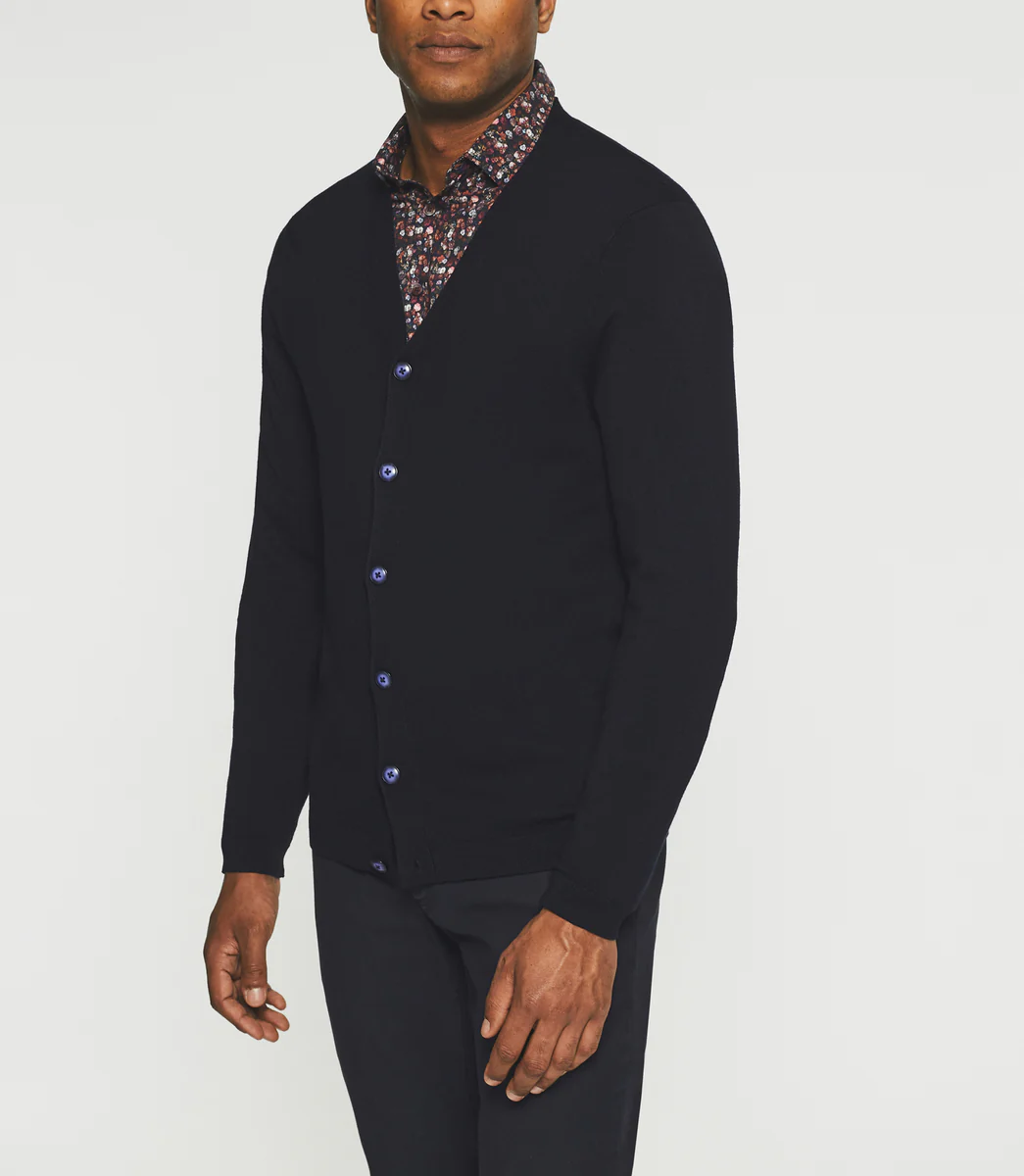 Gilet cardigan casual marine BENOIT