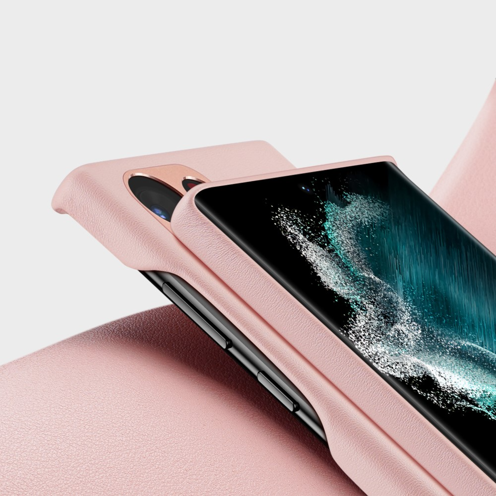 Samsung Galaxy S23 Ultra 5G Hardcase Leder Optik Hülle Back Case - Rosa