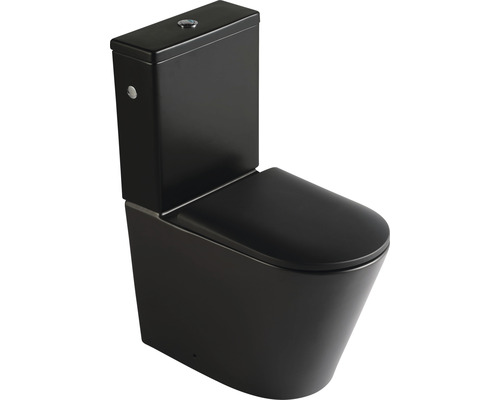 Jungborn spoelrandloze toiletcombinatie FLORIEL/ONE 64 matzwart met toiletzitting en softclose-mechanisme