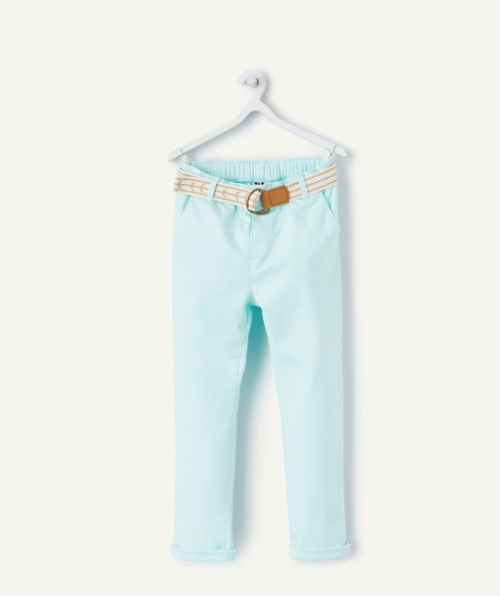 pantalon chino garçon vert pâle avec ceinture