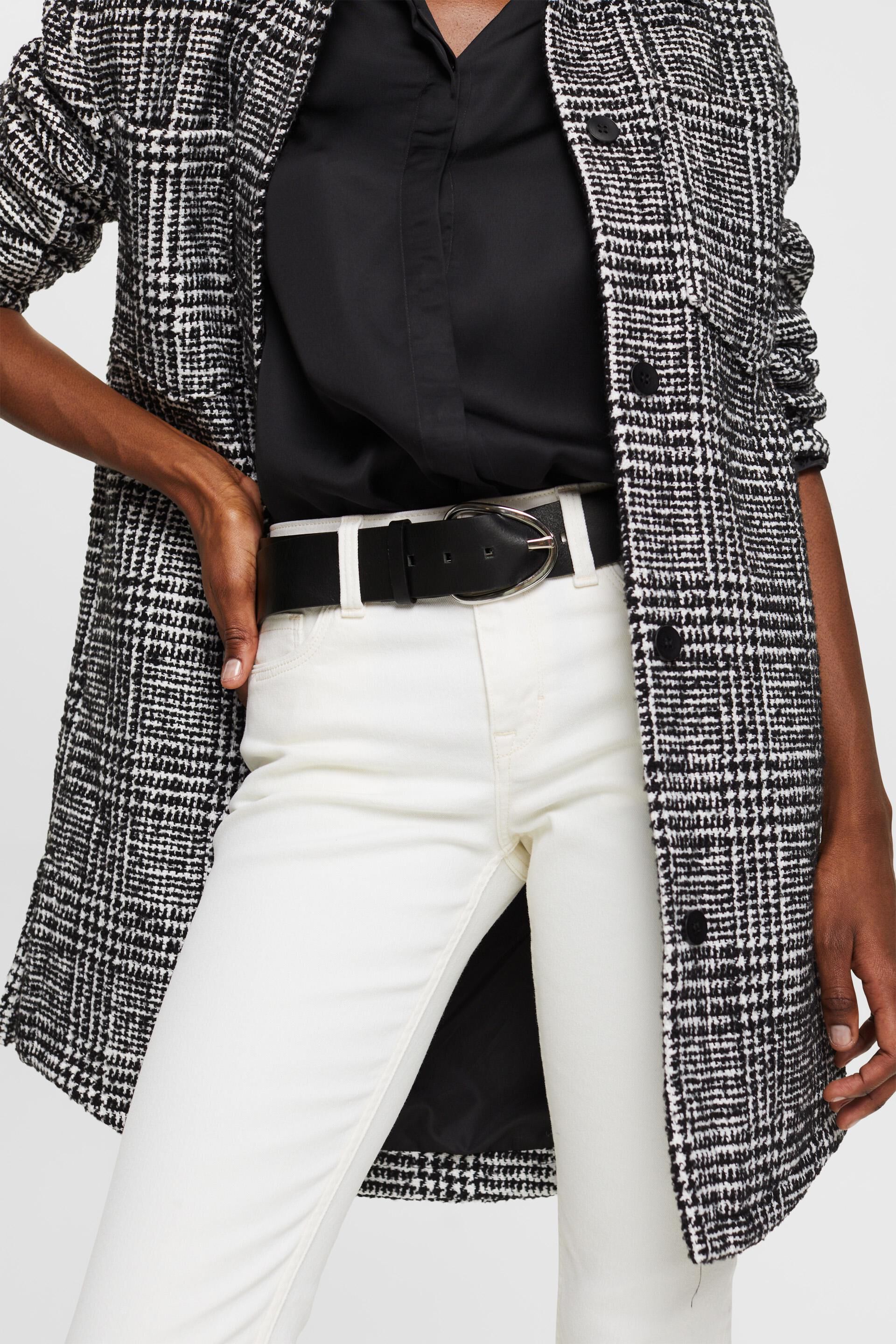 Large ceinture en cuir à boucle en métal