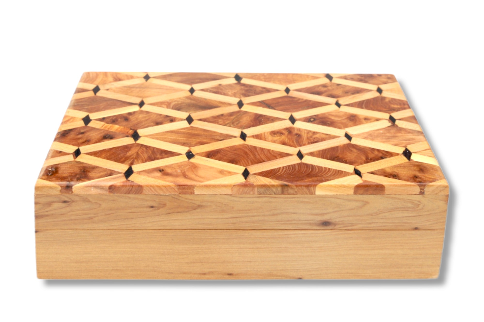 Thuja Box mit Intarsien, B 20 cm, T 12 cm, H 6 cm von fischer's lagerhaus