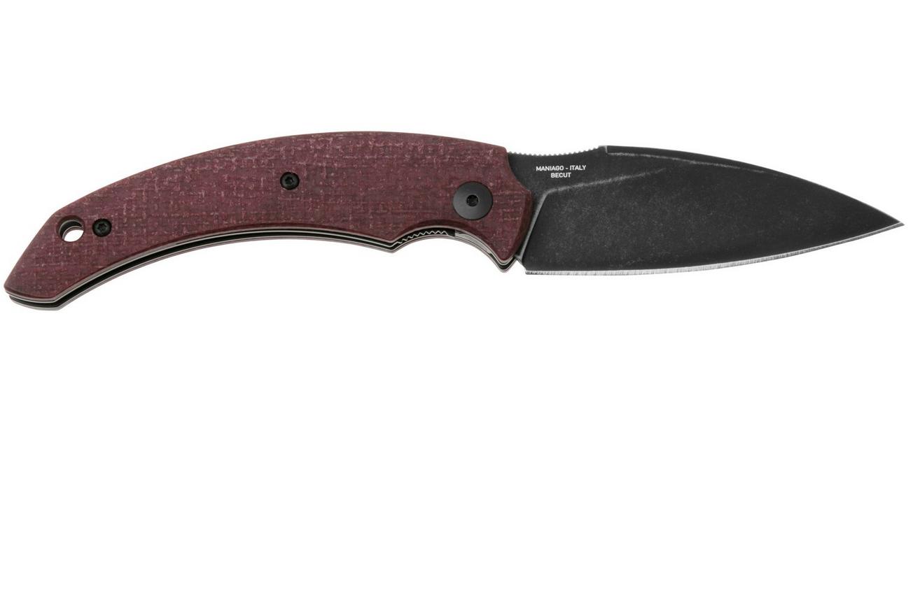 Fox Knives Honos FX-538 MP, Black Idroglider Becut, Plum Jute Micarta zakmes, Bastinelli design