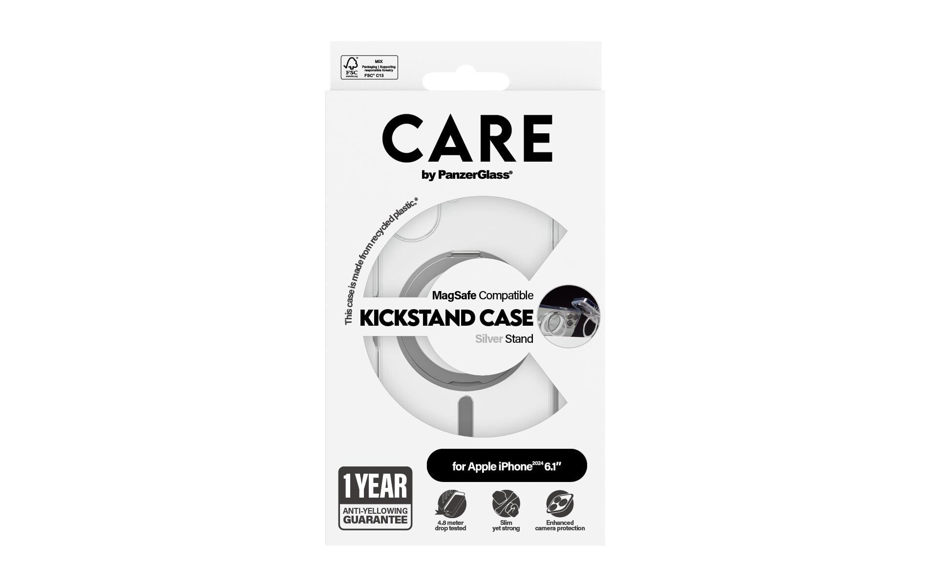 Back Cover Feature Kickstand iPhone 16 SilberSchutzhülle für das Apple iPhone 16
