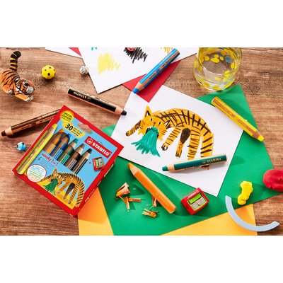 Crayon multi-talents woody 3 en 1, étui de 6 Tigre