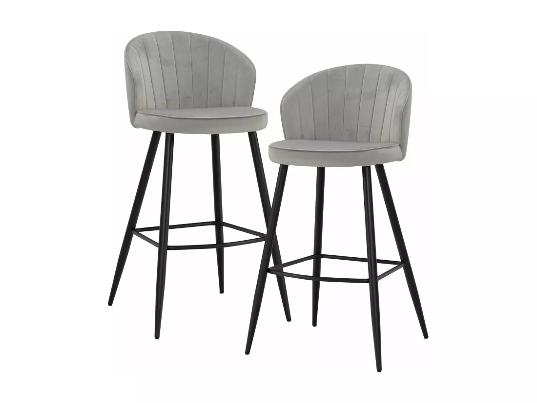Tabouret de bar Scandinave Métal Lot de 2 Velours Chaise de bar Haute