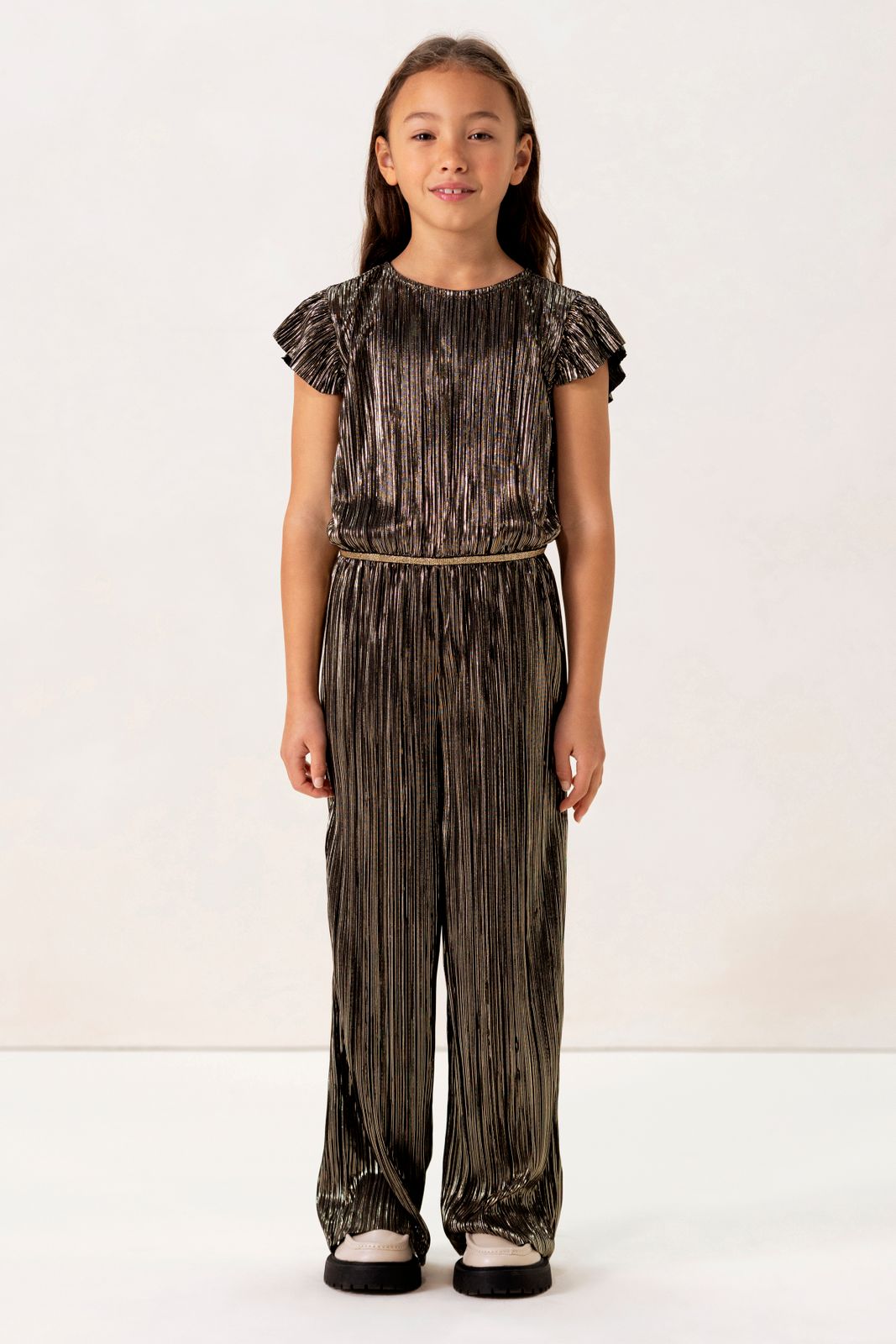Goudkleurige plissé jumpsuit