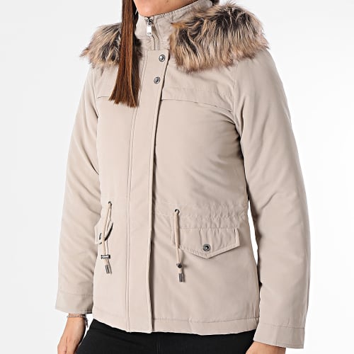 Parka Capuche Fourrure Femme New Starline Beige