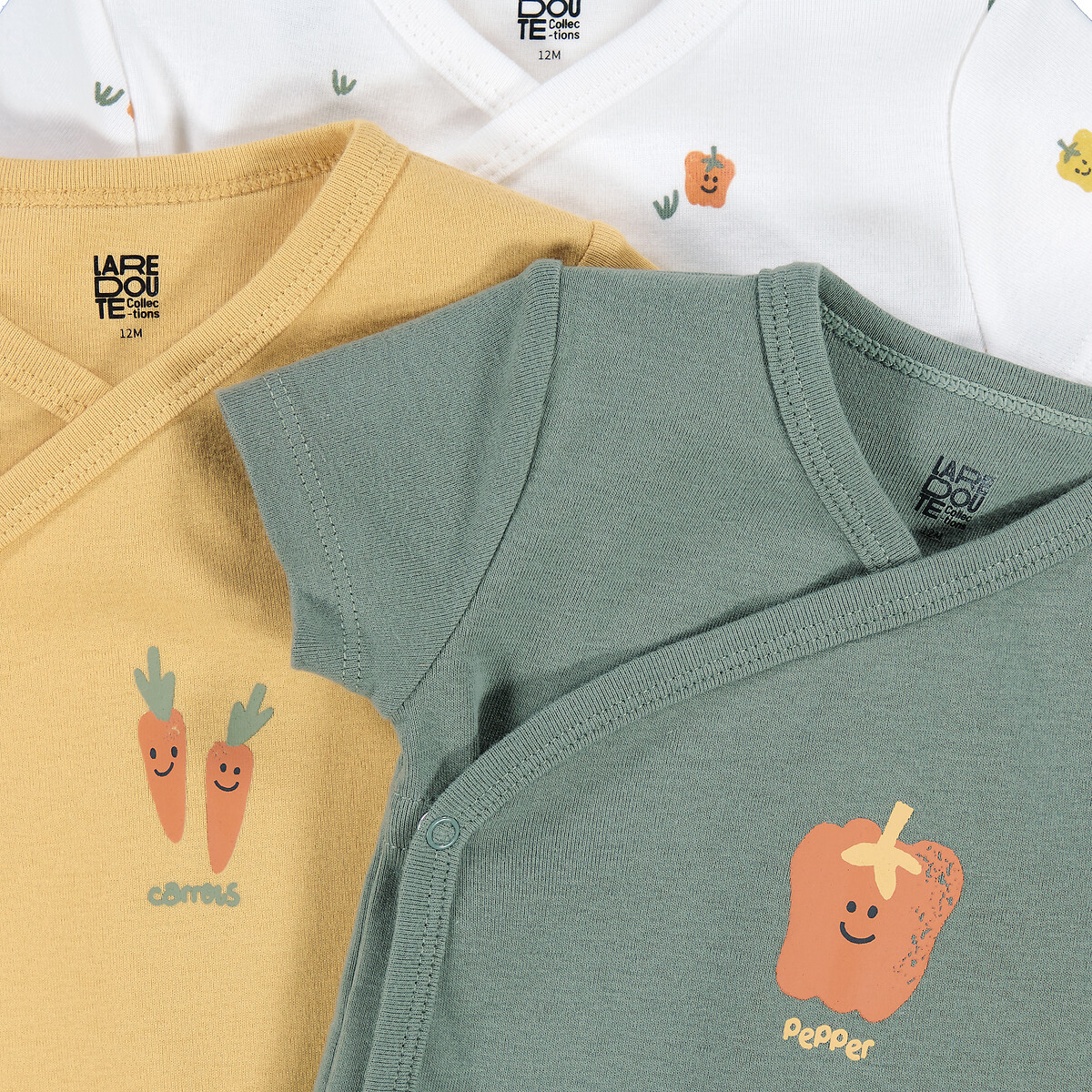 COLEÇÃO LA REDOUTE<br>Conjunto de 3 macacões de maternidade estampados de manga curta