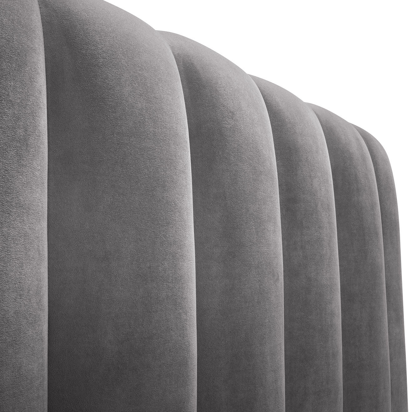 Milo Casa Lit Coffre en Velours avec Tête de Lit Gina gris - 140x200 cm