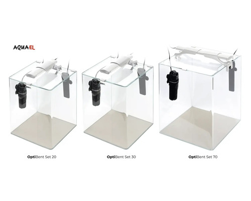 OptiBent 70 wit aquarium, ca. 68 liter, met LED-verlichting, verwarming, binnenfilter en bodem, wit glazen nano-aquarium