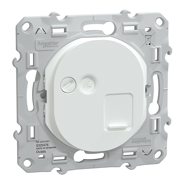 Prise RJ45 grade 3 cat 6 STP réseaux VDI Schneider Electric Ovalis blanc
