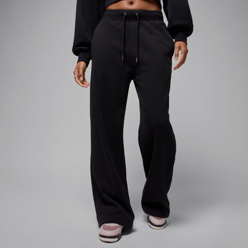 Jordan Flight Fleece damesbroek van sweatstof met open zoom - Zwart