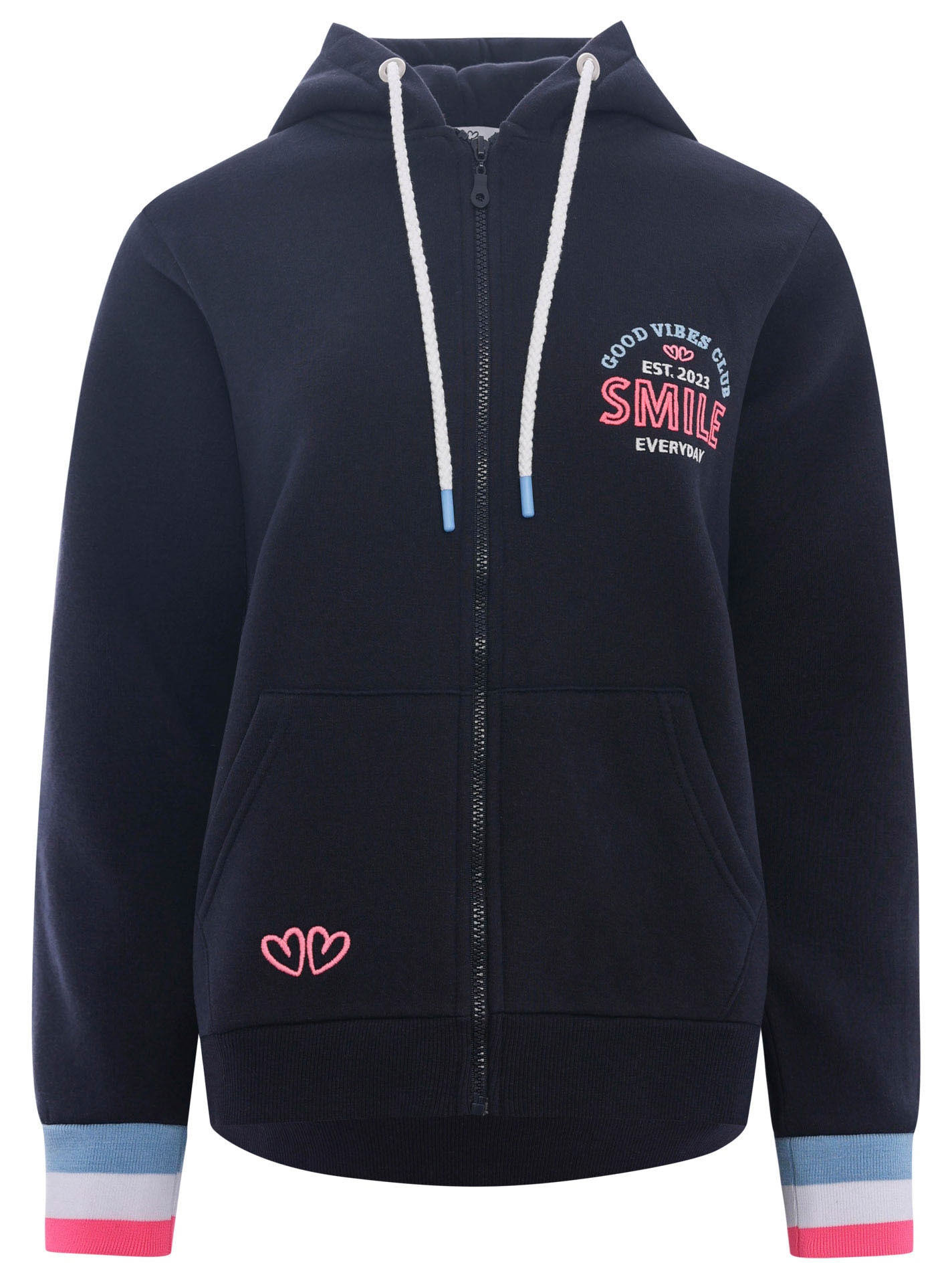 Zwillingsherz Sweatjacke , Kapuze, Langarm, Stickerei am Rücken, Langarm, Reissverschluss