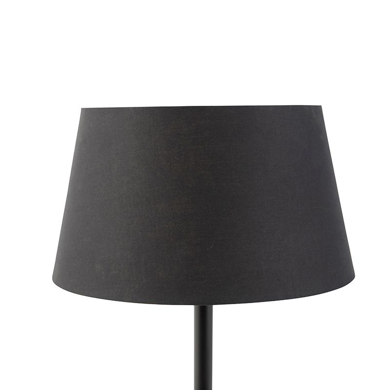 Klassieke tafellamp zwart met zwarte kap 32 cm - Simplo