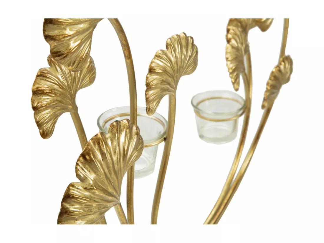 Support de Bougie Élégant GLAM Iris en Métal Doré et Noir avec Verre - Porte-bougie 50x12x55 cm, Design Raffiné pour une Ambiance Intime et Relaxante