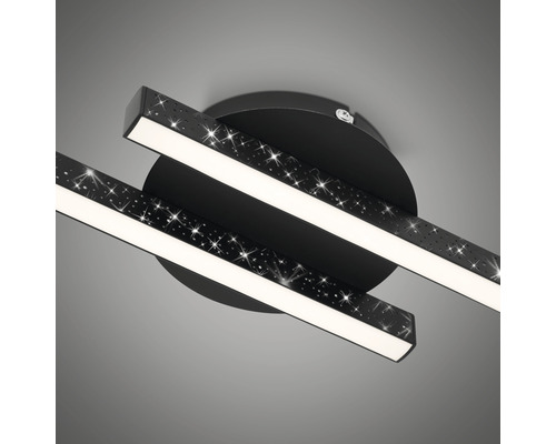 LED plafondlamp 2x6W 2x600 lm 3000K 14x60 cm Rey zwart + glitter effect