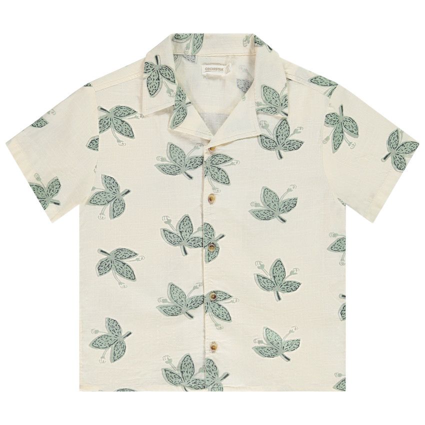 Chemise manches courtes imprimé feuilles pour garçon - Blanc