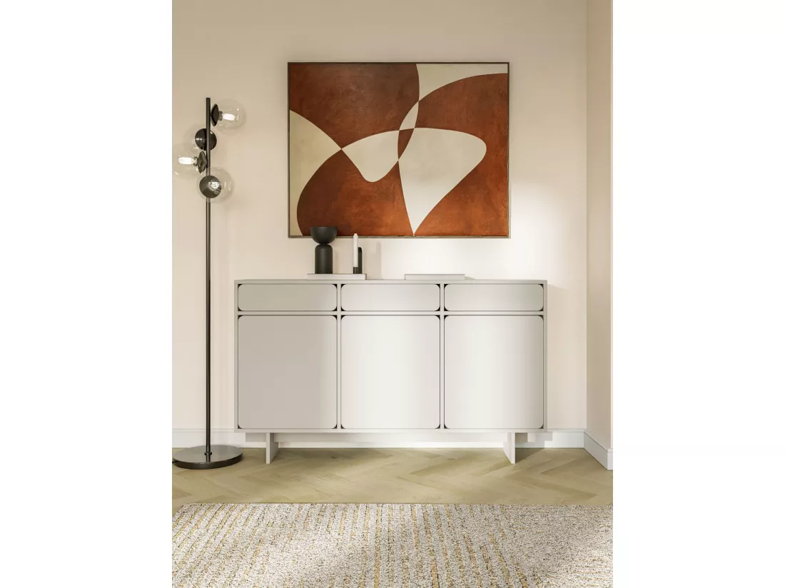 Buffet - 150 cm - 3 portes - 3 tiroirs- grège - WUWU