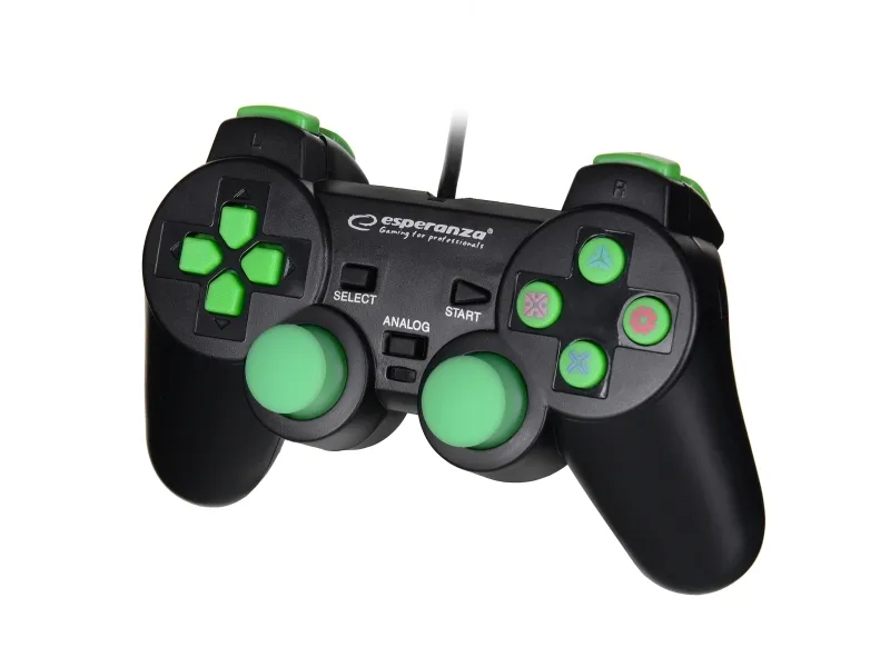 Esperanza TROOPER - Gamepad - kabling - sort, grøn - for PC, Sony PlayStation 3