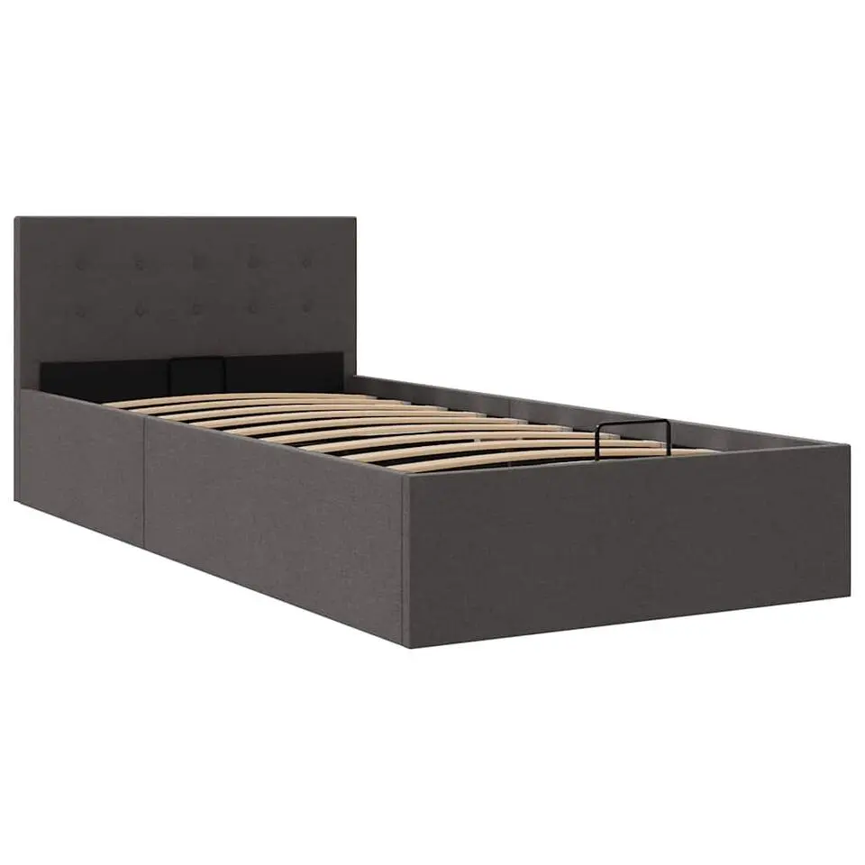 vidaXL - Bed met opbergruimte - Hydraulische - Donkergrijs - Stof - 100x200 cm