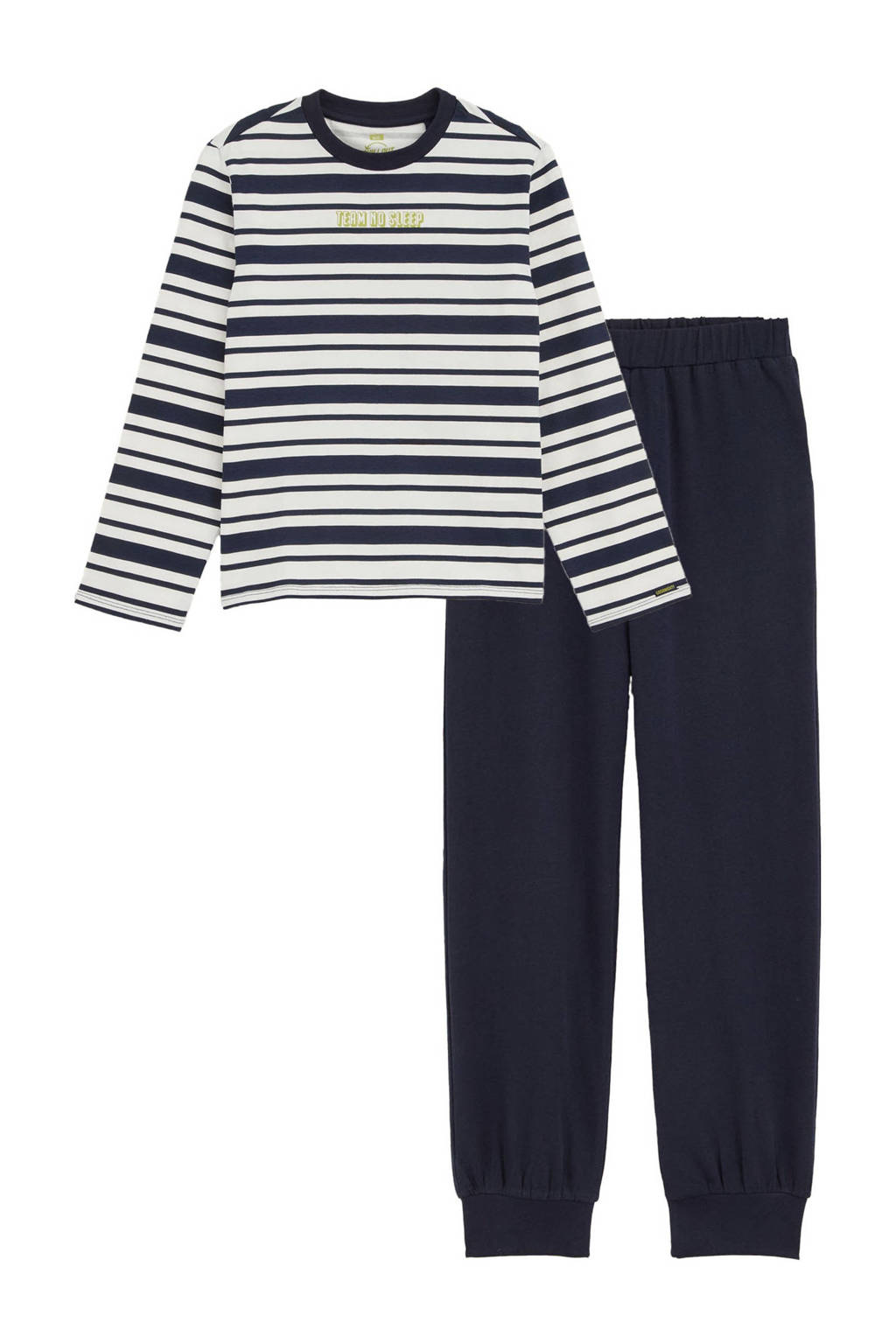 WE Fashion pyjama met streepdessin donkerblauw/wit