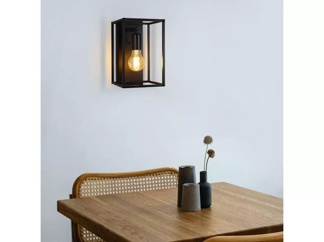 NETTLIFE Applique Intérieure Noire - Eclairage mural Vintage Chambre Eclairage Cage d'escalier Rétro Lampe de couloir E27 - Sans ampoules