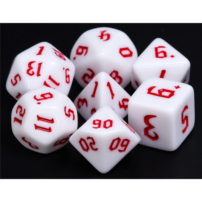Set de dés de Jeu de Rôle : Blanc  et  Rouge
